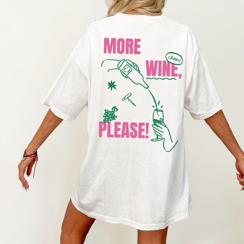 More Wine Please Unisex 2 Side T-shirt Cocktail Espresso Martini Retro Oversize Tee
