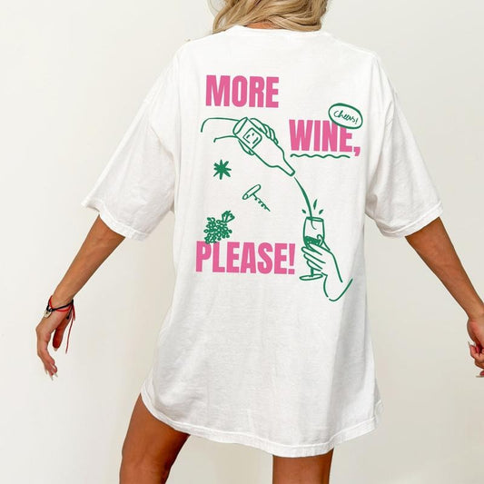 More Wine Please Unisex 2 Side T-shirt Cocktail Espresso Martini Retro Oversize Tee
