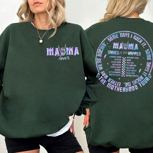Motherhood 2 Sides Shirt, Some Days I Rock It Shirt, Mama Tour Shirt, Mother's Day Shirt, Skeleton Mama Shirt