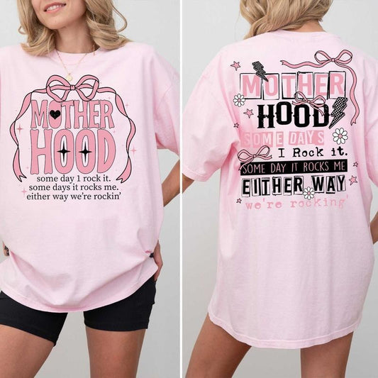 Motherhood Coquette Bow Shirt, Retro Mother hood Shirt, Funny Mom Sarcastic Mama Shirt, Mother's Day Shirt, Blessed Mom Shirt
