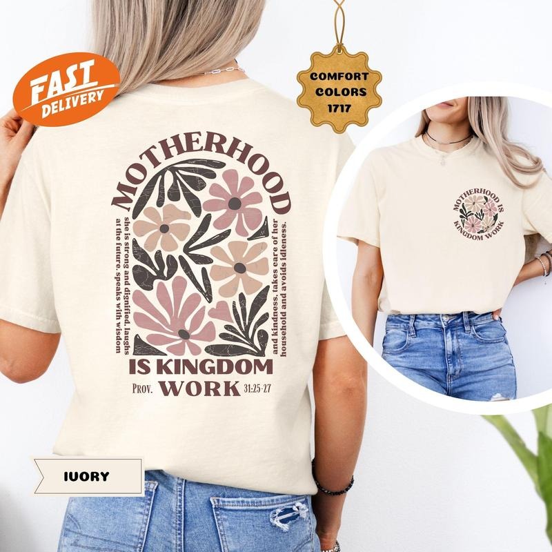 Motherhood Is Kingdom Work Shirt, Mothers Day Shirt, Christian Mom Shirt, Mother Gift, Retro Christian Mom Shirt