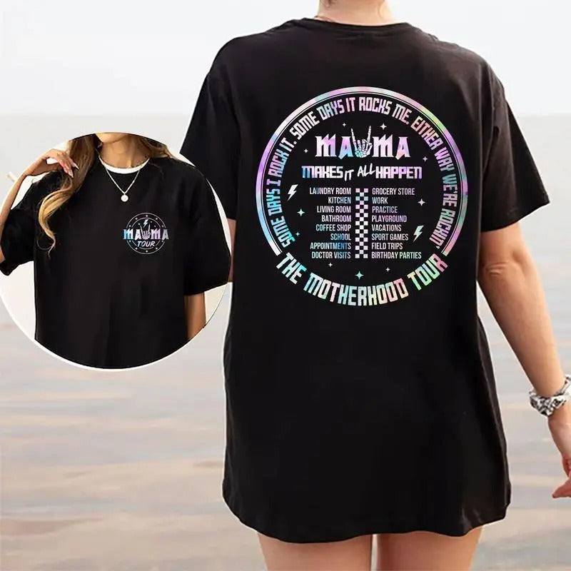 Motherhood Some Days I Rock It Shirt, Mama Funny Tour Graphic Tee Women, Motherhood Unhinged Shirts, Viral T-shirts For Women, Trending Oversized Graphic Tee, Mother's Day Gifts, Women's Tops, Womenswear, Cotton Fabric Relaxed Fit Chic Style
