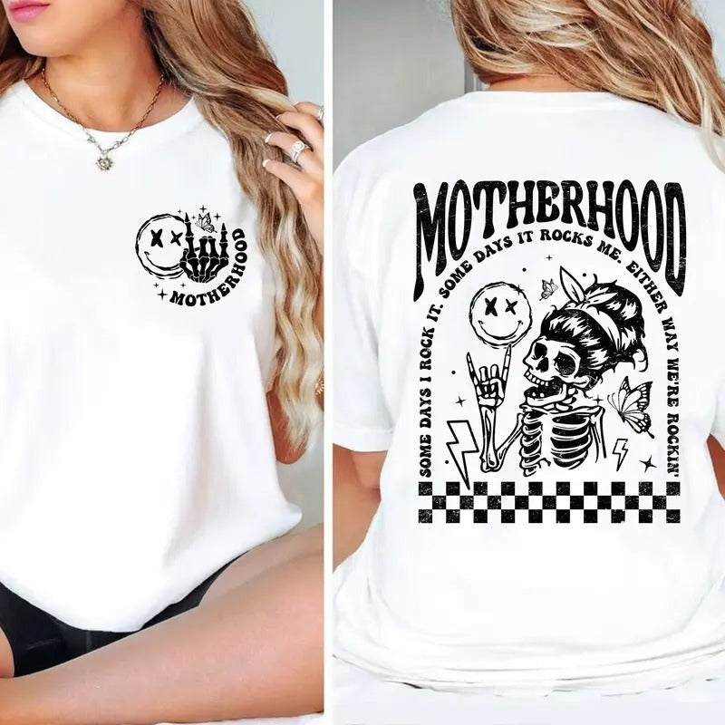 Motherhood Sometimes I Rock It Sometimes It Rocks Me Sweatshirt Comfort Color Shirt For Mom Mom Tee Mothers Day Gifts Mother's Day Shirt TK43GN