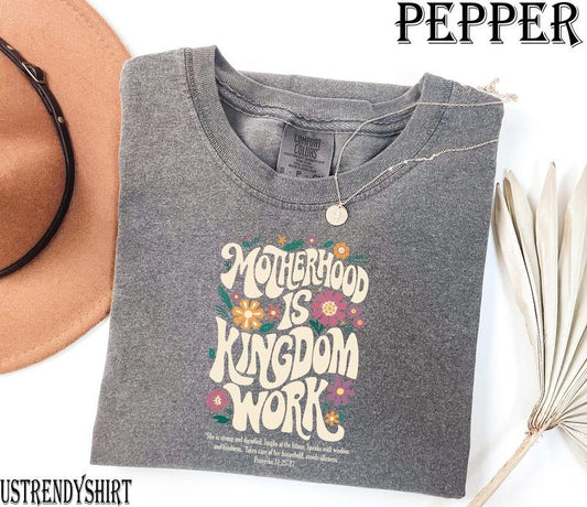Motherhood is Kingdom Work Shirt, Christian Mom Shirt, Retro Christian Mom T Shirt, Christian Mothers Day Shirt