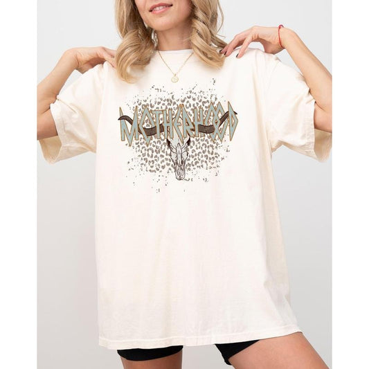 Motherhood, Retro Rock, Leopard, Skull, Western, Country, Bull, Retro, Vintage Shirt, Women's Comfort Color Tee, Tshirt
