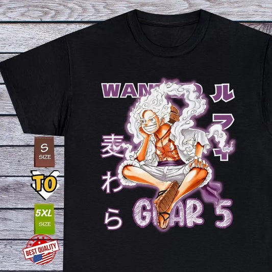 Mugiwara Monkey D. Luffy Gear 5 T Shirt Anime One Piece Tee Manga Japan Clothing Unisex Full Size