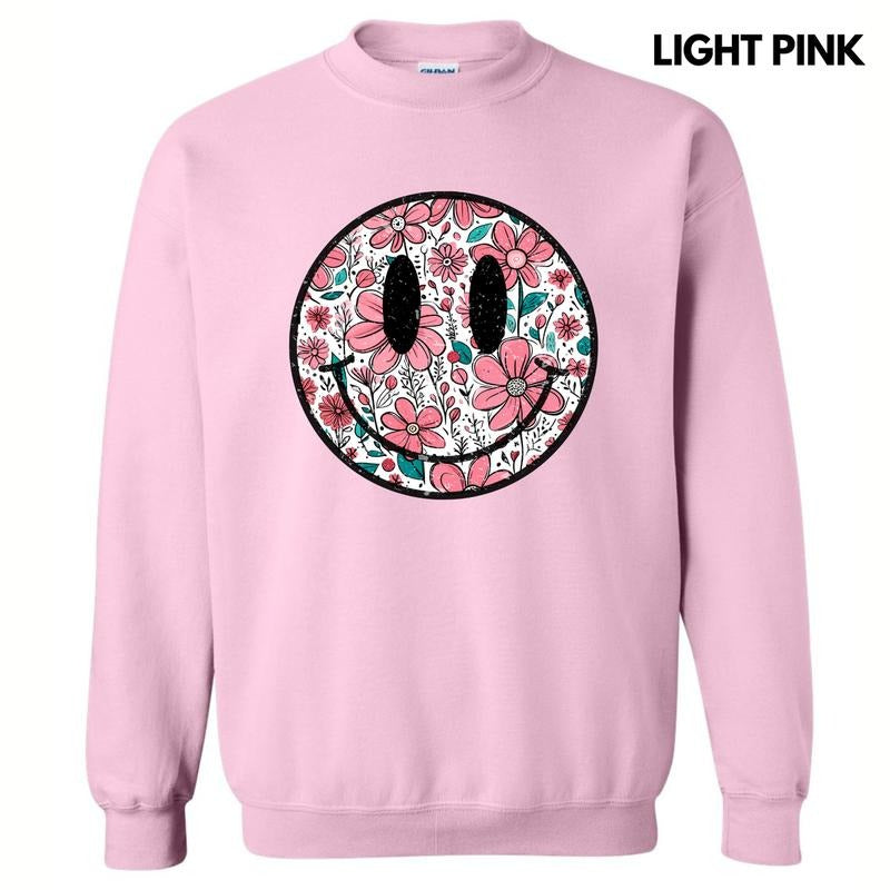 Muted Florals Happy Face Sweatshirt 'NLB'