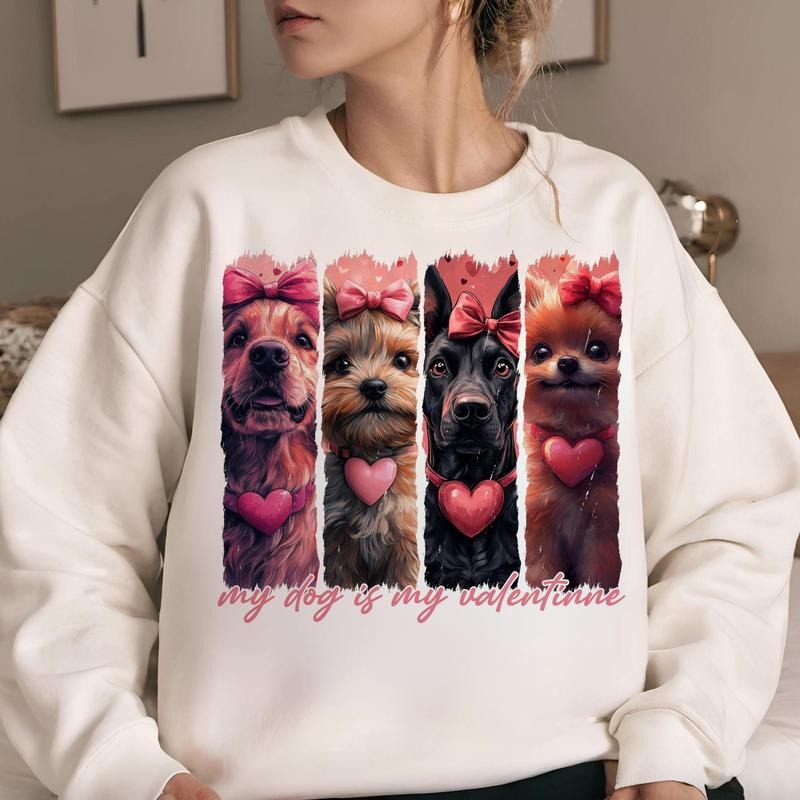 My Dog is my valentine Sweatshirt, Valentines Day Dogs Sweatshirt, Cute Valentines Day Sweatshirt, Dog Mama Sweatshirt, Valentine day Gifts, Gift For Girlfriend