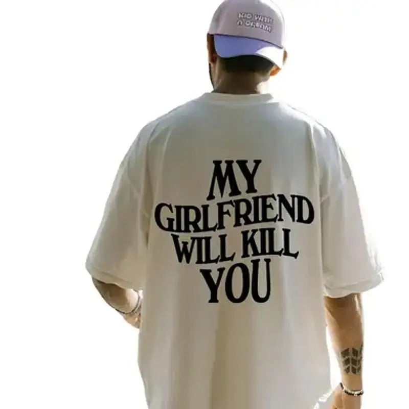 My Girlfriend Will Kiill You Shirt, Relationship Shirt, I Love My Girlfriend, Gift For Boyfriend, Couple Shirt For Valentines Day, Gifts For Him