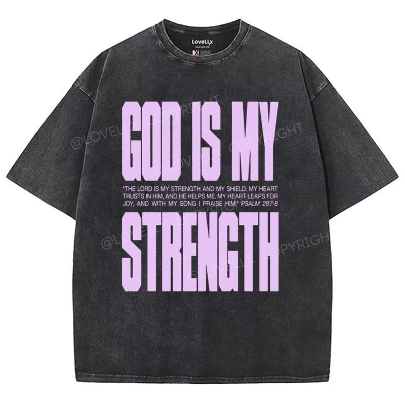 My God Strenght Washed T-Shirt, Christian Jesus  t shirts, Vintage 90s Graphic Tee Gift Womenswear Top Cotton