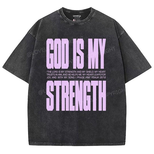 My God Strenght Washed T-Shirt, Christian Jesus  t shirts, Vintage 90s Graphic Tee Gift Womenswear Top Cotton