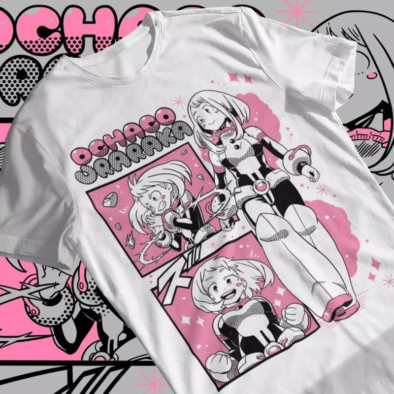 My Hero Academia T-Shirt & Sweatshirt, Ochaco Uraraka Graphic Tee, Anime Manga Lover Gifts Ball Cotton