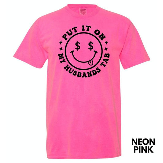 My Husbands Tab Happy Face Comfort Colors T-Shirt 'NLB'