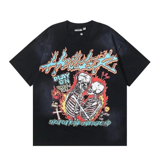 NEW Hell Studios Star skeleton Play on printing tee Men's Short sleeved T-shirt