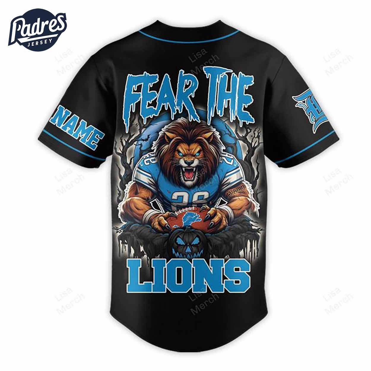 NFL Detroit Lions Fear The Lions Halloween Baseball Jersey - Padres Jersey Oasis: Elevate Your Baseball Style Game