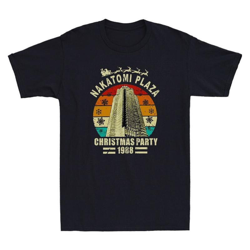 Nakatomi Plaza Christmas Party 1988 Santa Vintage Short Sleeve Mens TShirt Tee Menswear Top