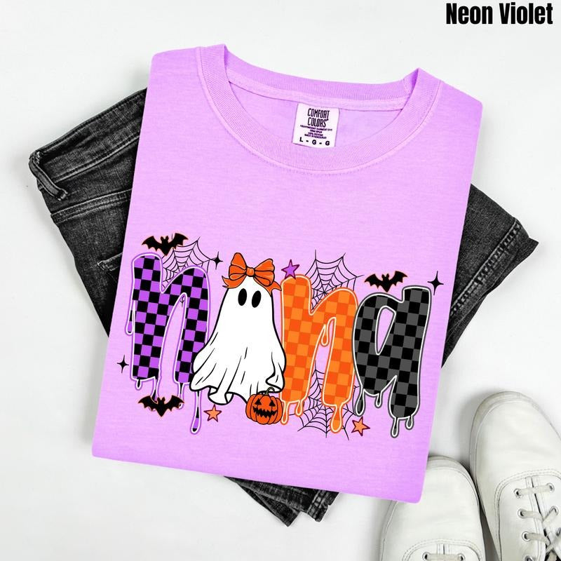 Nana Ghostly Checkered Comfort Colors T-Shirt 'NLB'