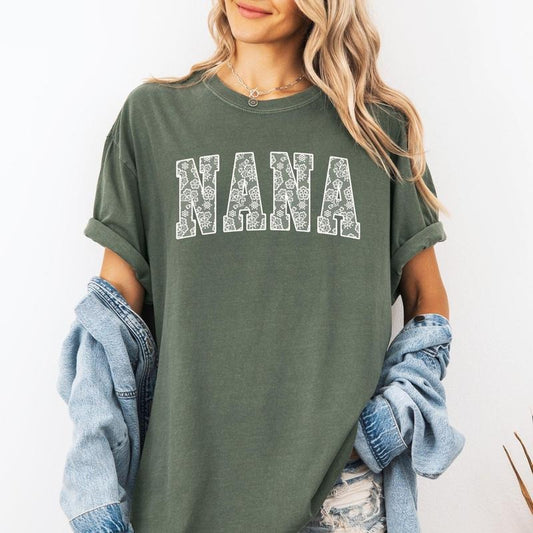 Nana, Faux Lace, Coquette, Varsity, Mother's Day Tshirt, Women's Comfort Colors Tee