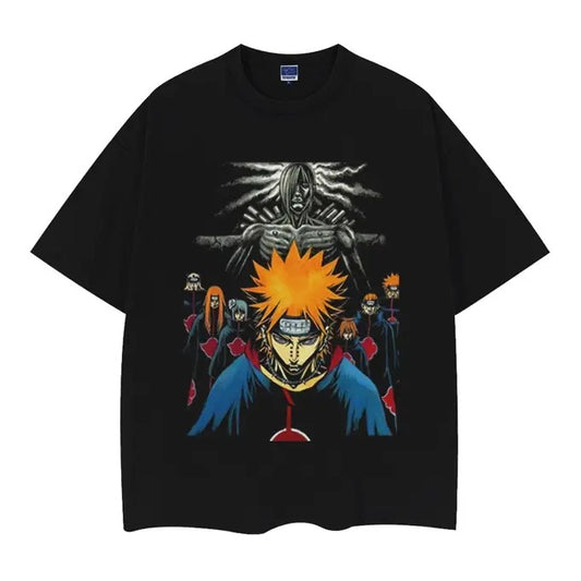 Naruto "Six Paths" Vintage Oversized Tee Anime T-shirt 100% Cotton Original Design Men's Top Casual Streetwear Menswear Tshirt Tropical Crewneck Shortsleeve Baggy Loose
