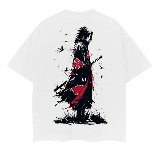 Naruto "Uchiha Itachi" Vintage Oversized Tee Anime T-shirt 100% Cotton Original Design Men's Top Streetwear Casual Menswear Tshirt Crewneck Tropical Baggy Bestie Loose Print Shortsleeve