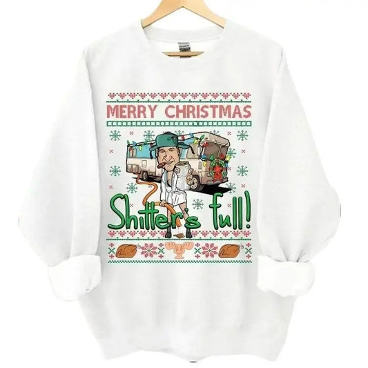National Lampoons Vacation Merry Christmas Sweater, Merry Christmas Shitter Was Full, Unisex Cotton Sweatshirt, Pullover Fit Womenswear, Fit Womenswear, Merry Christmas 2024 retro christmas shirt
