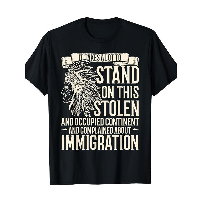 Native American Heritage Day Graphic Tee - 100%, Unisex Men & Women Gift T-Shirt, Black with Bold Letter Print, Casual Round Neck Short Sleeve Shirt, Machine Washable Made in USA