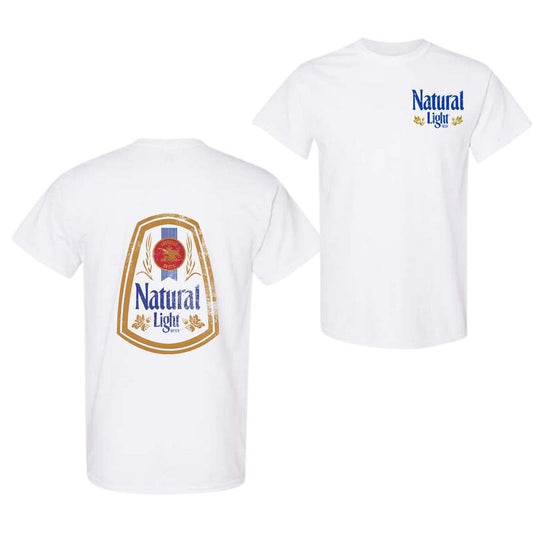 Natural Light Vintage LogoLabel 2-Sided T-shirt, Summer Clothes, Deonka Wezulani Store billabongshirts Man, Full Color, Full Size Classic Cotton