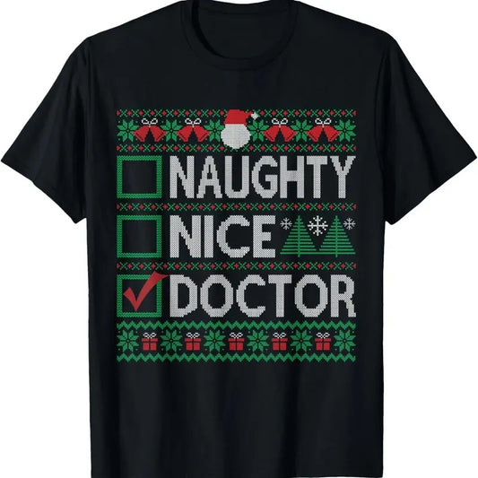Naughty Nice Doctor Christmas List Ugly Sweater T-Shirt