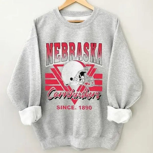 Nebraska Retro Helmet University College Football Sweatshirt Vintage