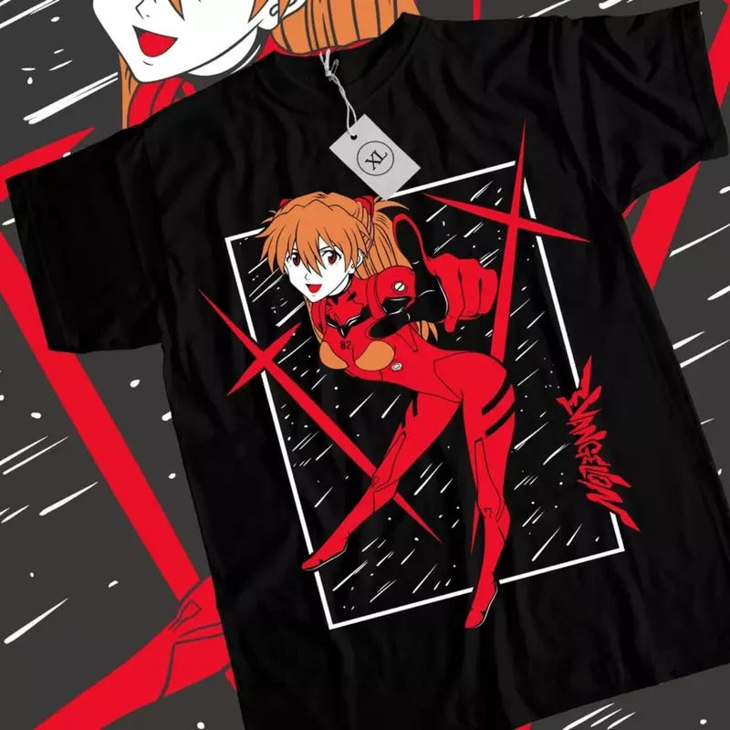 Neon Genesis Evangelion T-Shirt & Sweatshirt, Asuka Kawaii Waifu Graphic Tee, Anime Manga Lover Gifts Ball Cotton