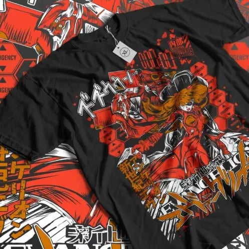 Neon Genesis Evangelion T-shirt Eva Unit 01 Japanese Black Anime Shirt All Size