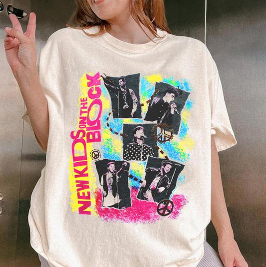 Neon New Kids On The Block TShirt, Retro Band Tee, Old School Boy Band, Pop Band Shirt, NKOTB Shirt, Summer Carnival 2024