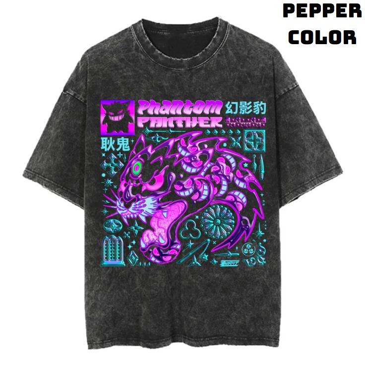 Neon Phantom Panther Vintage Graphic Tees, Gengar Tshirt, Pokemon Shirts, Pokemon Merch, Anime Manga Shirt, Anime Clothing, Unisex Casual Crew Neck T-Shirt Gifts For Men Women Streetwear Menswear Womenswear