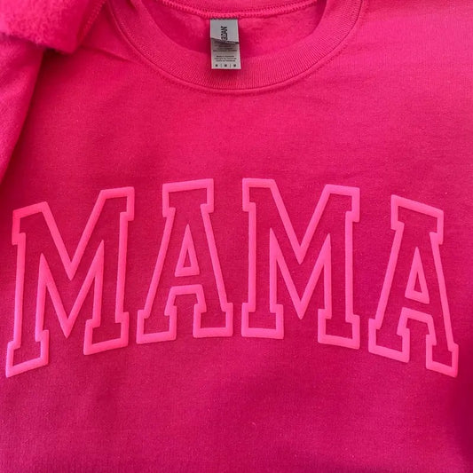 Neon Puff Pink Sweatshirt, Hot pink Mom, Mama Sweatshirt, Mothers Day Gift, Cool Mom, First Mothers Day Gift, Mom Life Shirt, New Mom Gift Casual Comfort