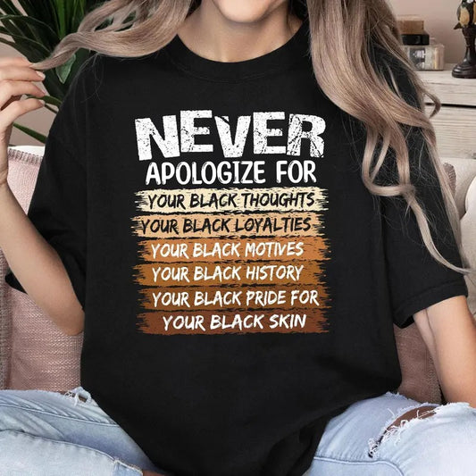 Never Apologize Black History Month Tshirt Sweatshirt Hoodie, Is World History Shirt, African American, Black Power Pride, Unisex Sweater Pullover Tee