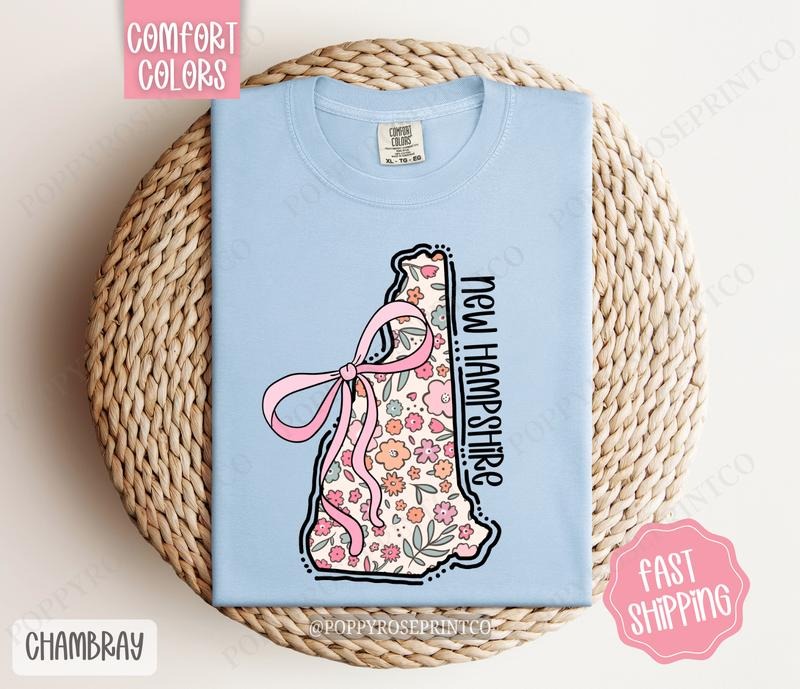 New Hampshire Comfort Colors State Tshirt, Cute New Hampshire Shirt, New Hampshire Tshirt, New Hampshire Shirt