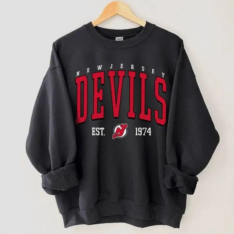 New Jersey Crewneck, Vintage Style New Jersey Sweatshirt, New Jersey Sweatshirt, College Sweatshirt, Hockey Fan Gifts