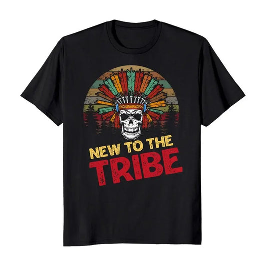 New To The Tribe Native American Men's T-Shirt Crewneck Casual
