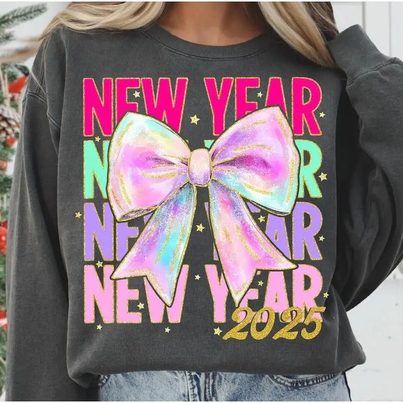 New year Coquette 2025 Sweatshirt, Hoodie, T-Shirt, New Year 2025 Shirt, Happy New Year 2025 Shirt, Retro New Years Shirt, 12 new chapters Shirt