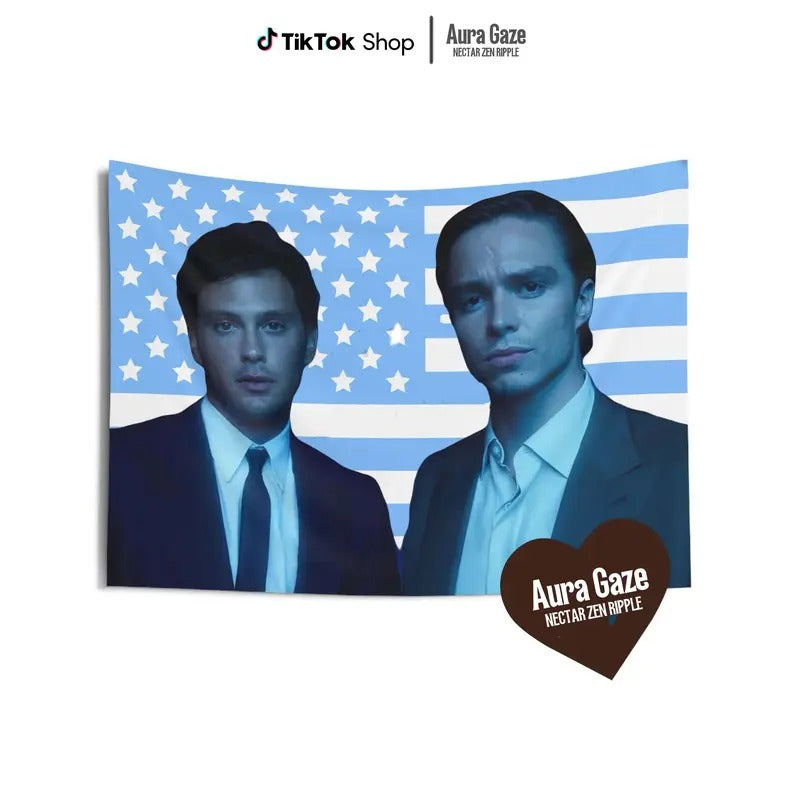 Nicholas Chavez and Cooper Kock Blue American Flags For Wall Decor, Indoor Wall Tapestries, Bedoom Decor, One Side Polyester Wall Flag Tapestry Room