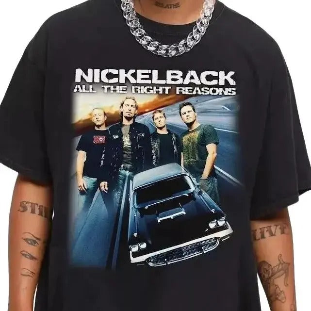 Nickelback Music Shirt, Get Rollin' 2023 tour shirt, gift for fan Casual Classic Cotton Fabric T-shirt, Vintage 90s style top clothing, Unisex graphic Streetwear shirts