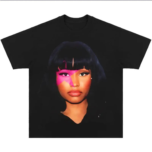 Nickii Minajj Big Head T-Shirt Vintage Rapper Graphic Tee Rap Hip Hop Y2k Merch Men Women Fans Menswearstyle{n002}2