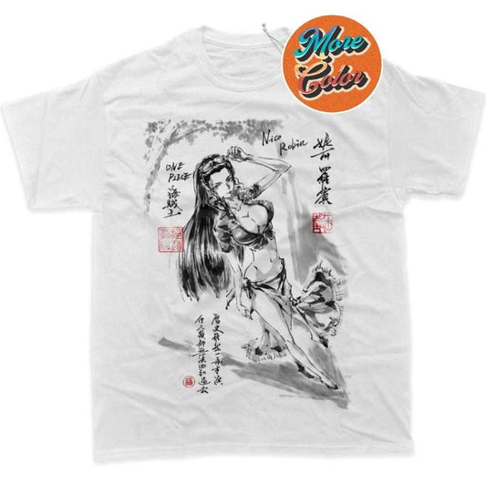 Nico Robin One Piece Anime Vintage Shirts, Cotton Unisex T-Shirt, Crew Neck, Size S- 3XL, Menswear Top, Womenswear Top Underwear Streetwear