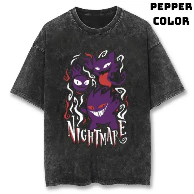 Nightmare Gengar Vintage Tee, Gengar T-Shirt, Pokemon Graphic Tees, Unisex Anime Manga Shirt Top Menswear Womenswear Streetwear