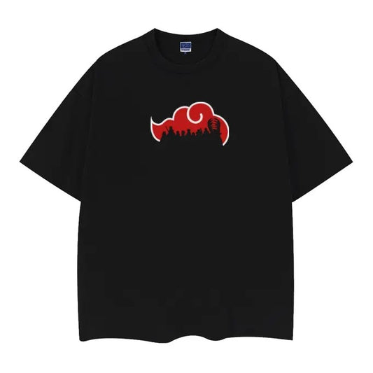 Ninja "Akatsuki" Vintage Oversized Tee Anime T-shirt 100% Cotton Original Design Men's Top Casual Streetwear Menswear Tshirt