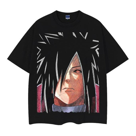 Ninja "Uchiha Madara" Vintage Oversized Tee Anime T-shirt 100% Cotton Original Design Men's Top Casual Streetwear Menswear Tshirt