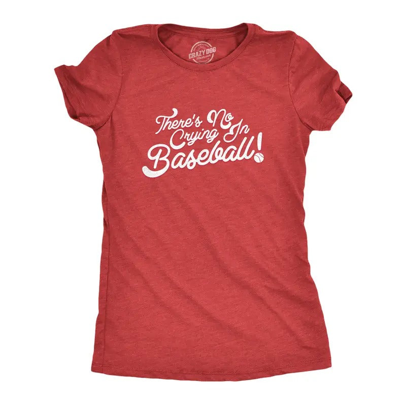 No Crying In Baseball T Shirt League of their Own Movie Quote Tee for Women Funny Womens T Shirts Cute Slimming Top Comfortable Soft Womenswear Baseball Tops for Women Funny Movie Top Women's Novelty Red