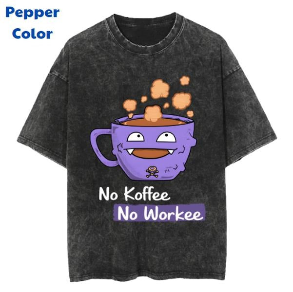 No Koffee No Workee Vintage Tee, Koffing T-Shirt, Pokemon Graphic Tees, Pokemon Shirt, Unisex Anime Shirt, Menswear Womenswear Streetwear