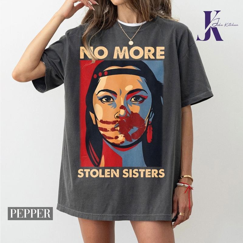 No More Stolen Sister Shirt, American Native Shirt, MMIW Shirt, Indigenous Red Hand, Wear Red For My Sister Shirt