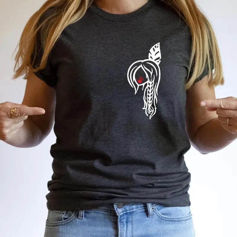 No More Stolen Sister Shirt, American Native Shirt, MMIW Shirt, Indigenous Red Hand, Wear Red For My Sister Shirt, Trendy